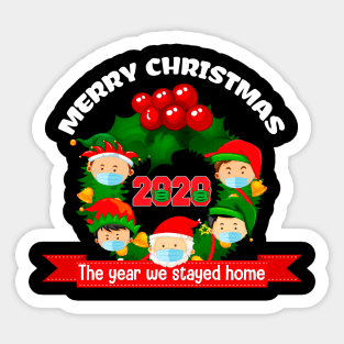 Merry Christmas 2020 Quarantine, Funny Santa Face Mask Gifts Sticker